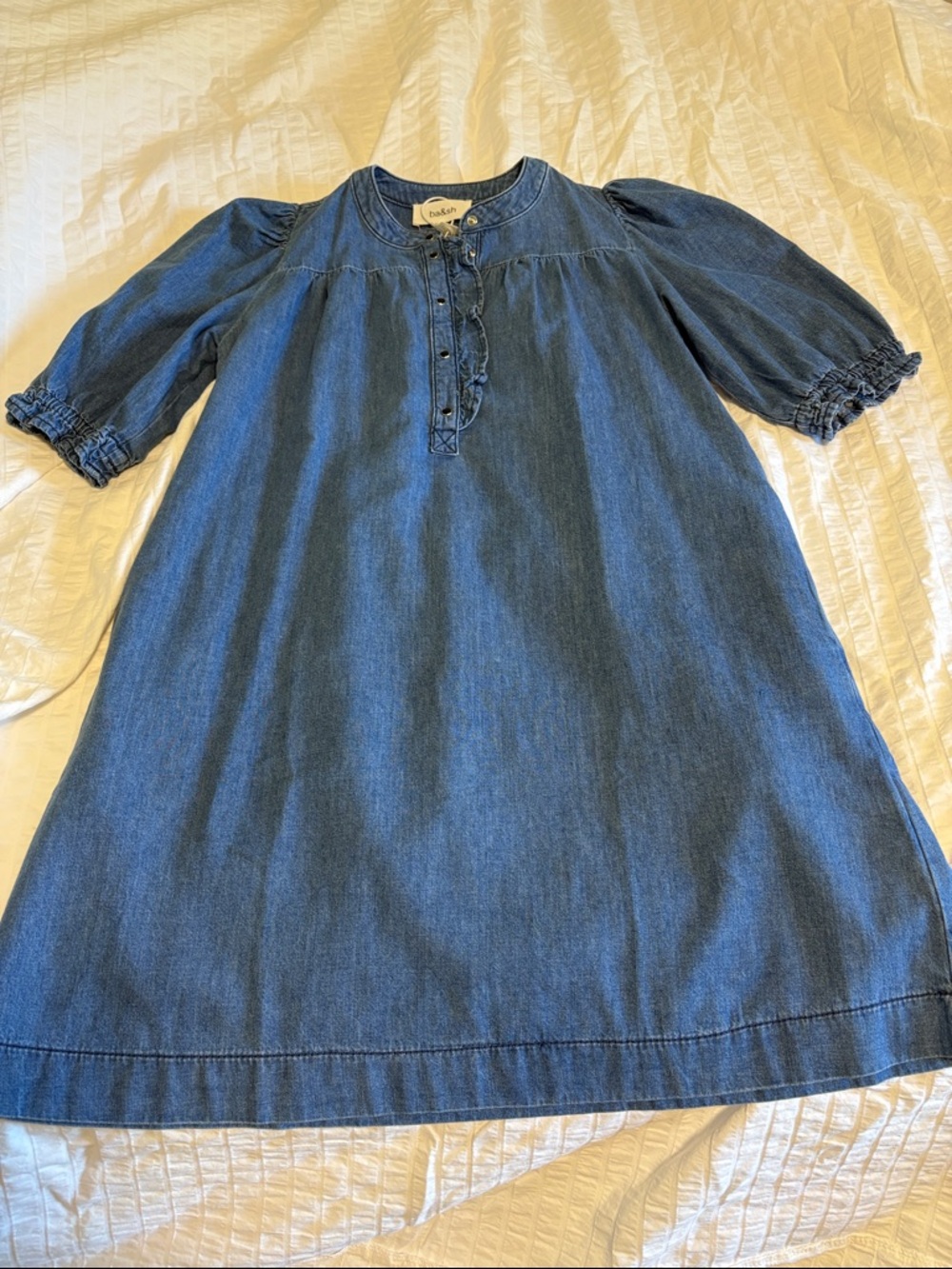 ba&sh Denim Puff-Sleeve Dress in Blue
NWT